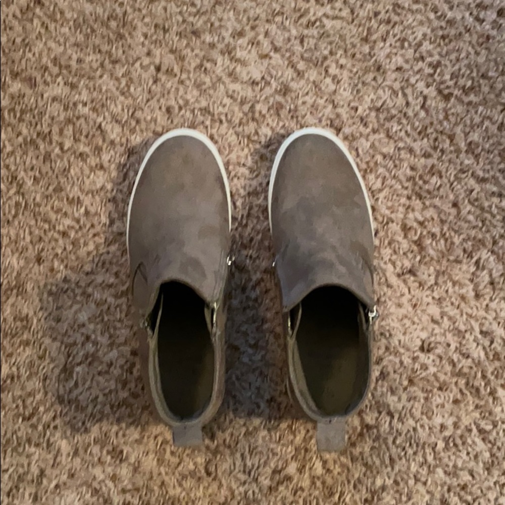 Brand new taupe wedge sneakers!